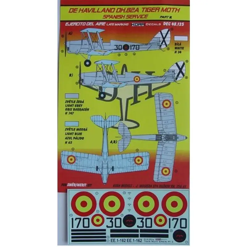 Sticker de Havilland DH.82A Tiger Moth (Spanish Service) (designed to be used with SMER kits) part III. Beperkte Voorraad