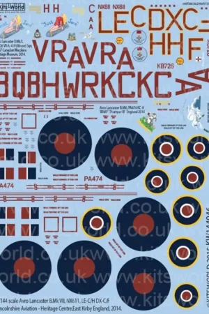 Merkproduct Sticker Avro Lancaster B.Mk VII, NX611, LE-C/H DX-C/F Lincolnshire Aviation Heritage Centre,East Kirby England, 2014.Avro Lancas