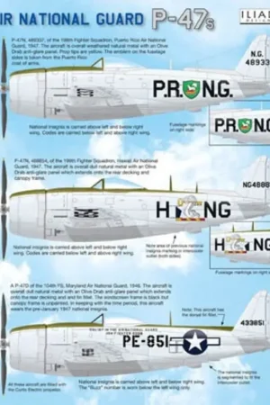 Uitverkoop Sticker Republic P-47D Thunderbolts Hawaii, Puerto Rico and Maryland ANG Decal