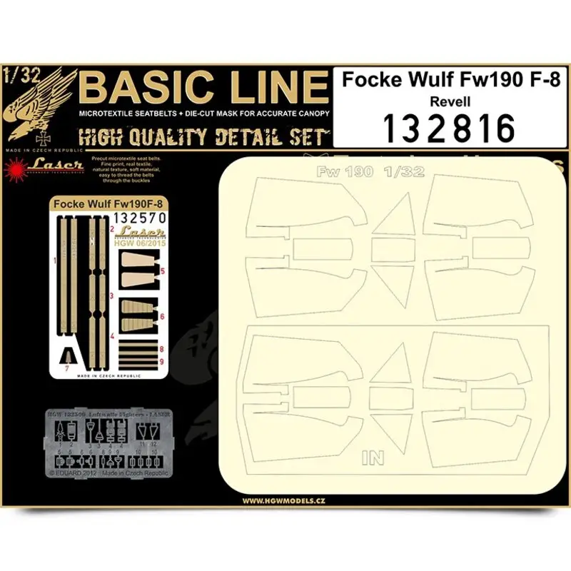 Lage Kosten Focke-Wulf Fw 190F-8 BASIC LINE: seatbelts + masks (designed to be used with Revell kits) contains micro-fabric and photo-etched