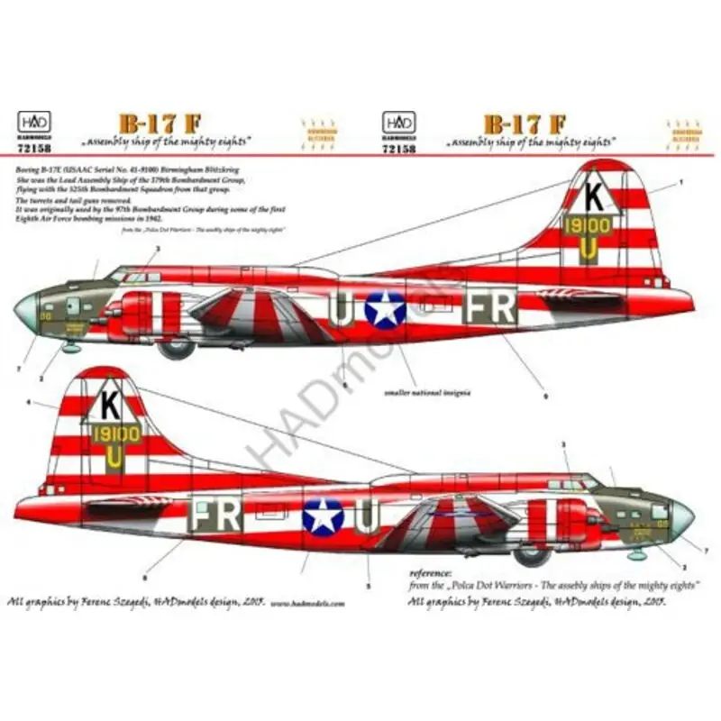 Lage Kosten Sticker Boeing B-17E Flying Fortress Birmingham Blitzkrieg USAAF Decal