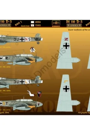 Gratis Retour Sticker Messerschmitt Bf 110D-3 Arika Part 1 Decal