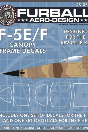 Canopy and wheel hub masks for the 1/48 AFV Club F-5E/F kit. One set of F-5E and one set of F-5F (designed to be used with AFV C Gecertificeerd