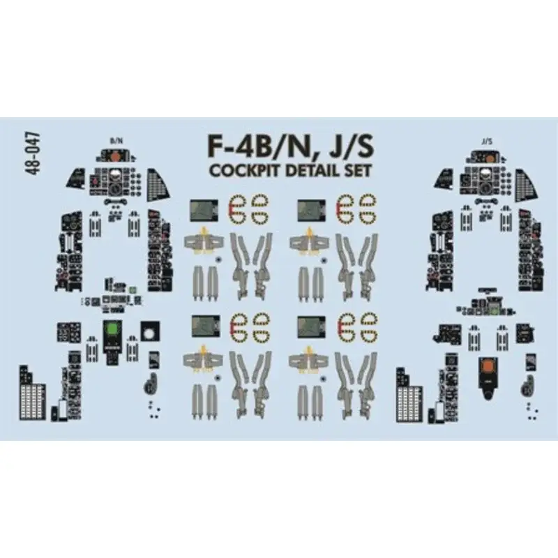 Bestel Nu Sticker McDonnell F-4B/N, F-4J/S Phantom Cockpit Detailing Set alleviates the tedious task of cockpit painting. This set include