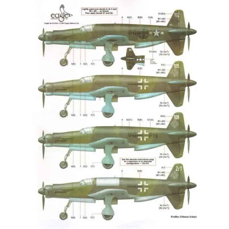 Betaalbaar Sticker Dornier Do 335Do 335A-02, VG+PH, W. Nr. 240102, December 1945Do 335A-0, W. Nr. 240105, München-Riem, April 1945Do 335A-0