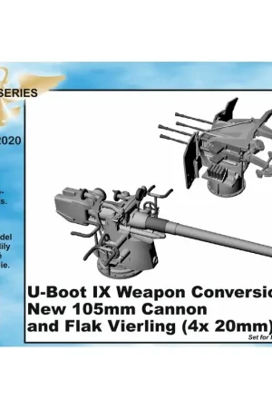 Exclusieve Aanbieding Type IXC weapon conversion set - new 105mm cannon and Flak Vierling 4 x 20mm [designed to be used with Revell kits) (U-Boot/U-Bo
