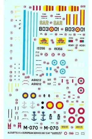 Sticker Sud Aviation Alouette III European Air Forces Decal Rechtstreeks Van De Fabrikant