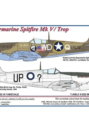 Nieuw Sticker Supermarine Spitfire Mk.V / Trop - 2 decal version: Spitfire Mk.Vb trop, Robert Levine, 4th F.S., 52nd F.G., La Sebala,