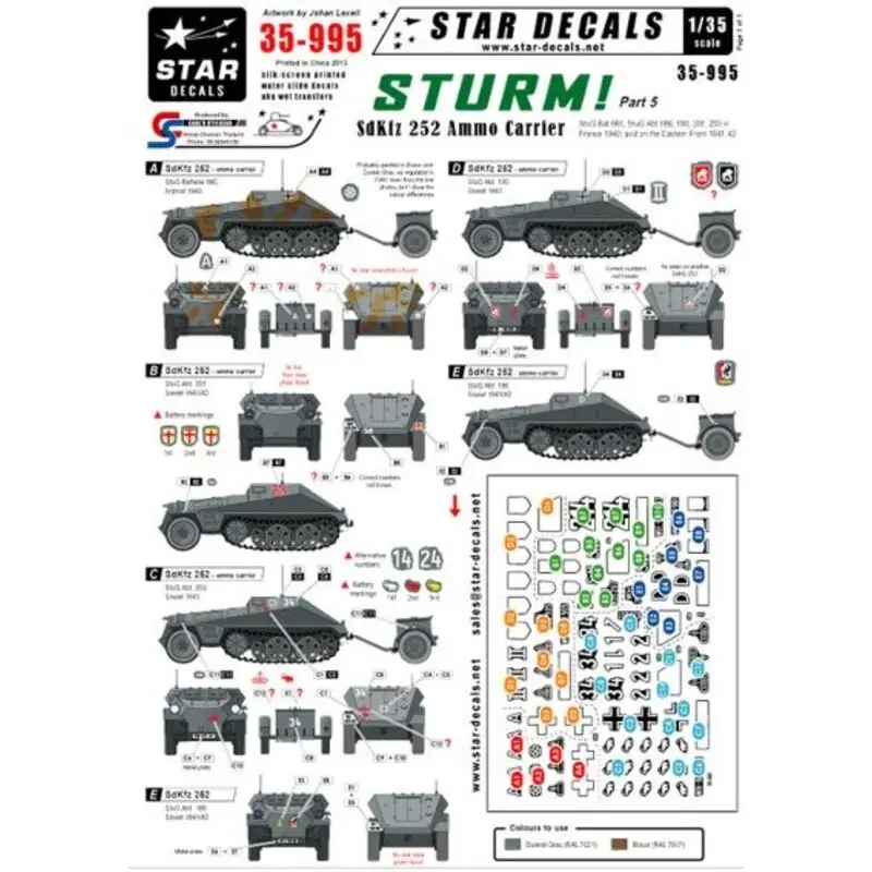 Sturm 5. SdKfz 252 Ammo Carrier. StuG.Bat 660, StuG.Abt 186, 190, 201, 203 Decal Rechtstreeks Van De Fabrikant