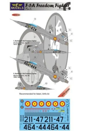 Sticker Northrop F -5A Freedom Fighter Spaindesigned to be used with Italeri and Airfix kits Fabrieksprijs