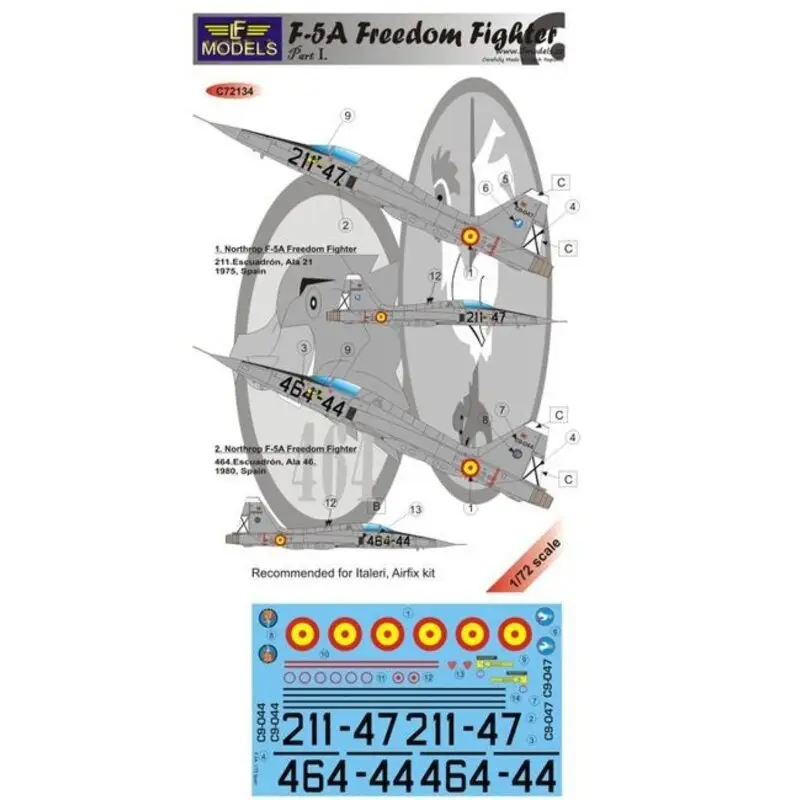 Sticker Northrop F -5A Freedom Fighter Spaindesigned to be used with Italeri and Airfix kits Fabrieksprijs