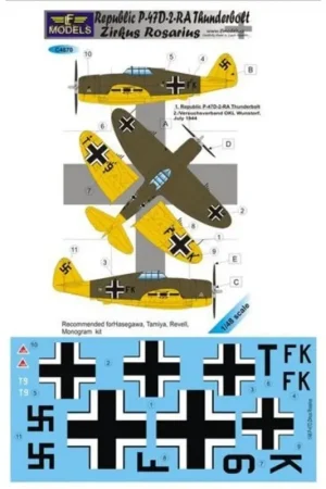 Sticker Republic P -47D -2 -RA Thunderbolt Zirkus Rosarius (designed to be used with Hasegawa, Tamiya , Revell and Monogram kits Laatste Versie