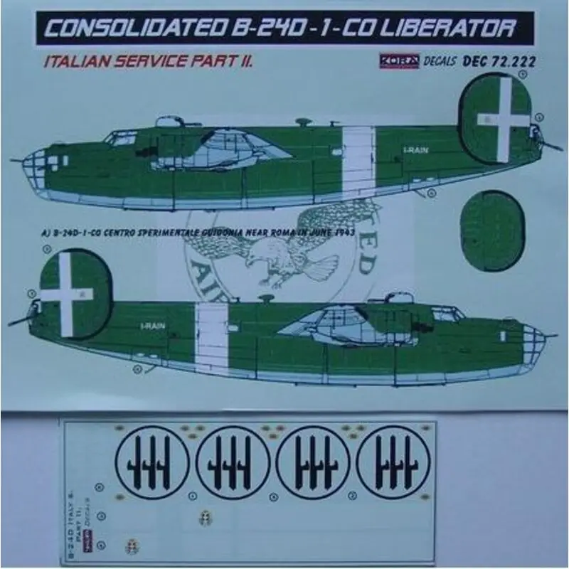 Alleen Vandaag Sticker Consolidated B -24D- 1 -CO Italian PtIIdesigned to be used with Academy, Hasegawa and Minicraft kits
