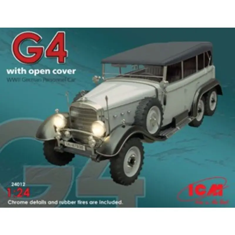 Flitsaanbieding Type G4 with open cover , WWII German Staff Car Figuren