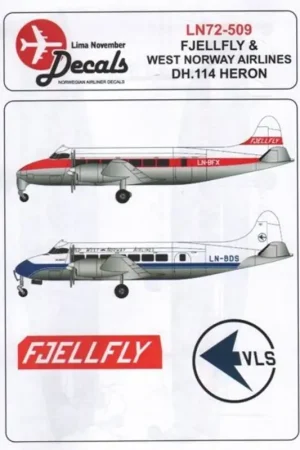 Populair Sticker De Havilland Heron DH.114 Fjellfly / West Air Norway . Decal