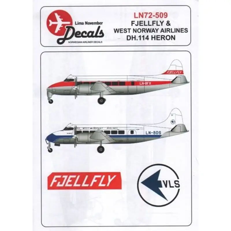 Populair Sticker De Havilland Heron DH.114 Fjellfly / West Air Norway . Decal