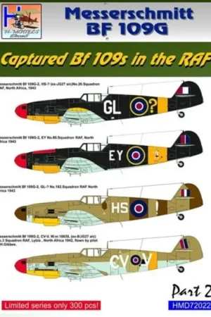 Fabrieksprijs Sticker Captured Messerschmitt Bf 109G- 2 x 4 in. RAF Pt.2 Decal