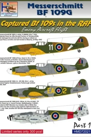 Tijdelijk Beschikbaar Sticker Captured Messerschmitt Bf 109s in RAF Pt.1 [ Bf 109E -4 Bf 109G-2/Tropical Bf 109G -14 Bf 109G-6/U2