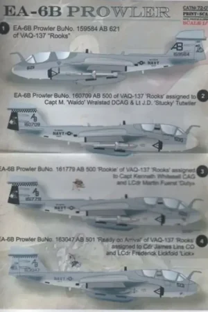Sticker Grumman EA- 6B Prowler1 . EA- 6B Prowler BuNo . 159584 AB 621 of VAQ -137 Rooks2 . EA- 6B Prowler BuNo . 160709 AB Gecertificeerd