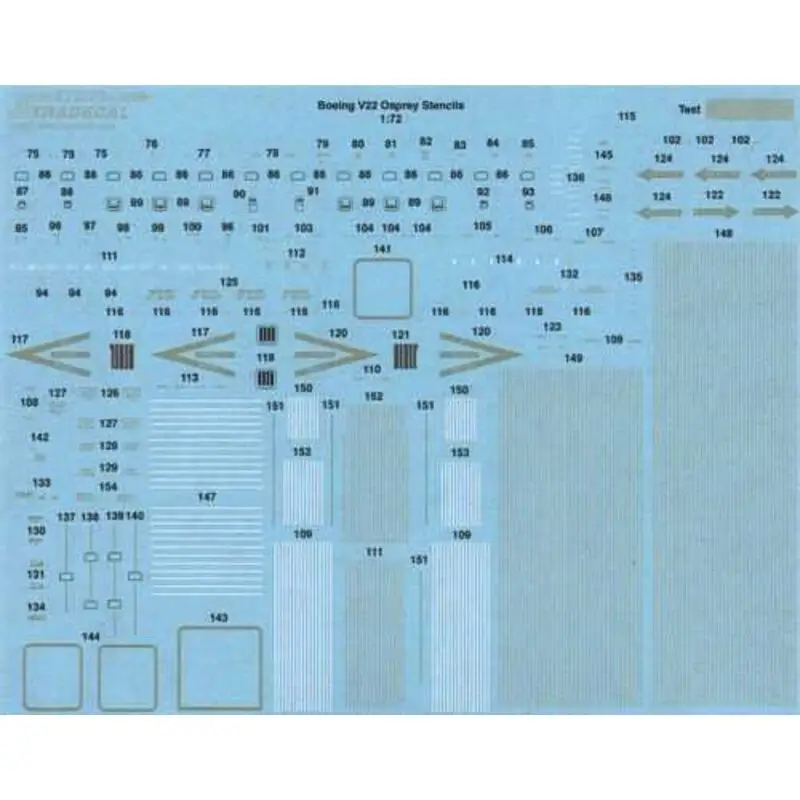 Sticker Bell-Boeing MV-22B Osprey Data only. One half decal sheet for one aircraft. The same sheet as included in X72170 Koop Online