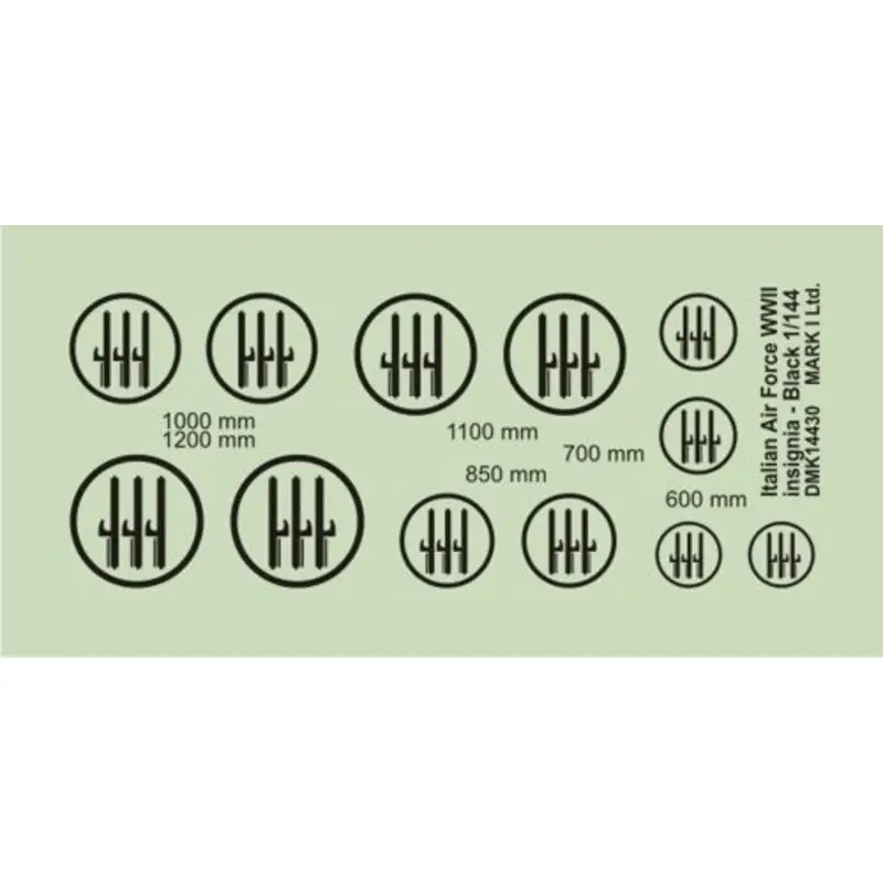 Express Levering Sticker Italian Air Force WWII Insignia (diameter: 600;700;850;1000;1100;1200 mm), 2 sets