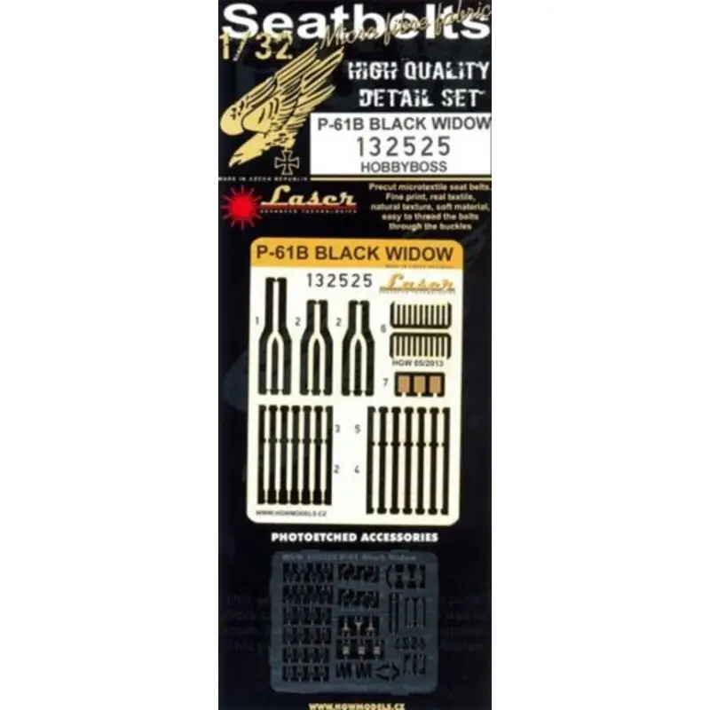 Lage Prijs Northrop P-61B BLACK WIDOW seat belts (designed to be used with Hobby Boss kits) (laser)