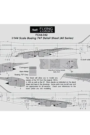 Sticker Boeing 747 Detail sheet. Inc windows, windshield, doors, logos Decal Gecertificeerd