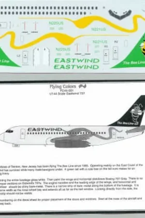 Koop Online Sticker Boeing 737-200 EASTWIND Airlines 'The Bee Line' N220US Decal