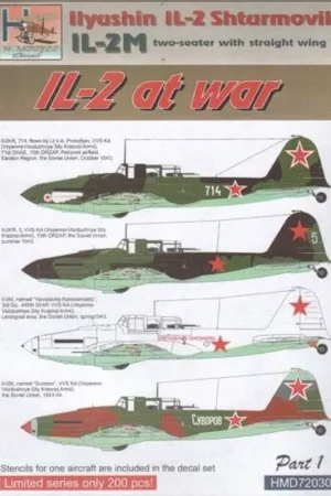 Sticker Ilyushin Il-2M (two-seater w straight wing.) At War Pt.1 1/72 - H-D72030 Model Decals Veilige Betaling