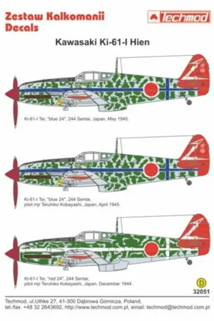 Sticker Kawasaki Ki-61-I Hien. Decal Finale Uitverkoop