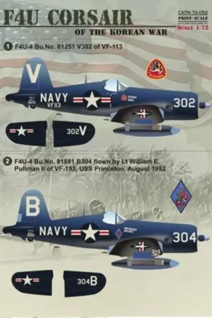 Sticker Vought F4U Corsair Korean War Decal Speciale Aanbieding