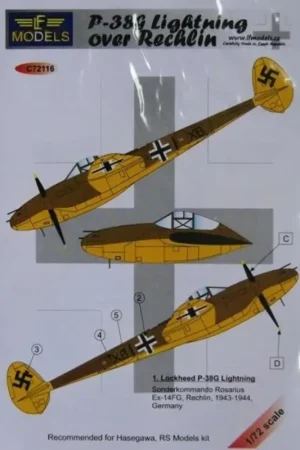 Sticker Lockheed P-38G Lightning over Rechlin Decal Rechtstreeks Van De Fabrikant