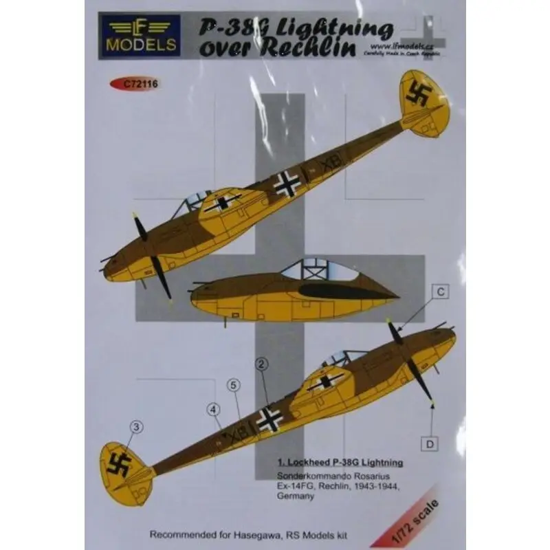 Sticker Lockheed P-38G Lightning over Rechlin Decal Rechtstreeks Van De Fabrikant