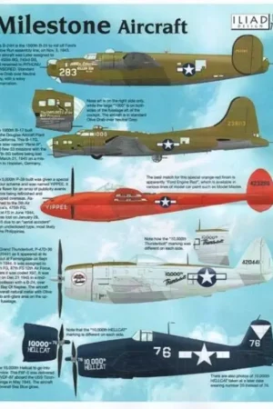 Sticker Milestone Aircraft. 1,000th Consolidated B-24H Liberator, 1,000th Boeing B-17G Flying Fortress, 5,000th Lockheed P-38 Li Betaalbaar