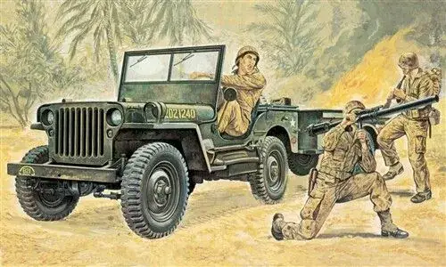 Italeri 1/35 Willys B Jeep With Trailer Beperkte Voorraad