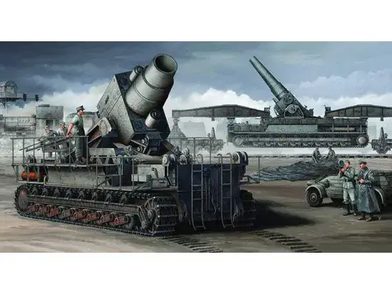Dagaanbieding Trumpeter 1/35 Morser Karl-Gerat 040/041 on railway transport carrier