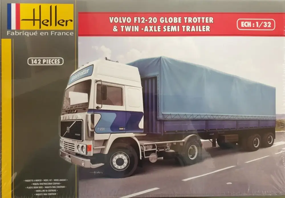 Uitverkoop Heller 1/32 Volvo F12-20 Globe Trotter & Twin-Axle Semi Trailer