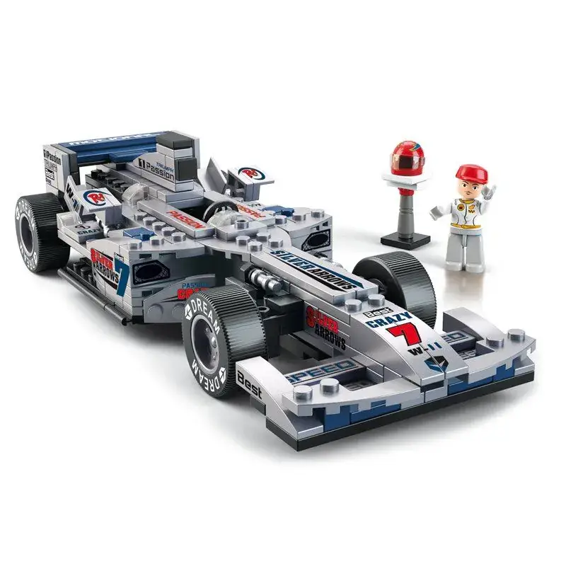 Lage Kosten Sluban Racing Team Race Car Silver bouwstenen set (M38-B0352)